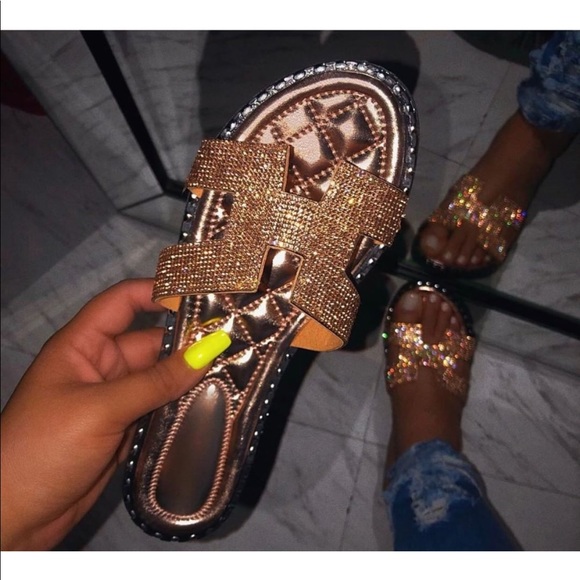 Wild Diva Shoes - Imperial Topaz- Rose Gold Rhinestone Sandals